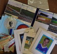 Football ground photographs together with signed players photographs including Ian Walker, Steve