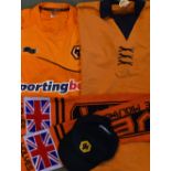 Wolverhampton Wanderers 1970's player shirt - short sleeved, size L Derek Parkin autograph, plus