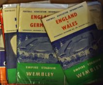 Collection of England home international home match programmes 1954-1970 including 1954 Wales,