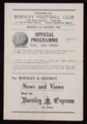 1945/1946 FA Cup Burnley v Stoke City football programme 7 January 1946, 4 page match programme.