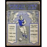 Pre-War 1938/1939 Ipswich Town (1st League season) v Street (FAC 1st round) match programme. Fair-