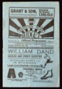 Pre-War 1936/1937 Carlisle Utd v Darlington match programme 14 November 1936 at Brunton Park. Fair-