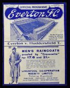 Pre-War 1936/1937 Everton v Huddersfield Town match programme 26 September 1936. Good, no writing.