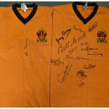 2 x 1990's Wolverhampton Wanderers official 'V' neck shirts complete with badges, short sleeves, one