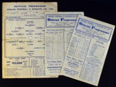 Chelsea war-time home programme issues 1944/1945 Arsenal 25 November, 1945/1946 Swansea Town 22