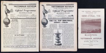 FA Cup semi-final match programmes 1951/1952 Arsenal v Chelsea (+ single sheet insert), + replay
