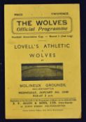 1945/1946 Wolverhampton Wanderers v Lovell's Athletic FA Cup match programme Wednesday 9 January