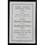 1945/1946 Derby County (winners) v Brighton & Hove Albion FA Cup Wednesday 13 February 1946 match