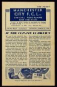 1945/1946 Manchester City v Leeds Utd War League North match programme 23 March 1946. Good, team