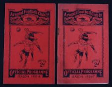 1936/1937 Arsenal v Derby County football programme 26 September 1936, 1937/1938 Arsenal v Bolton