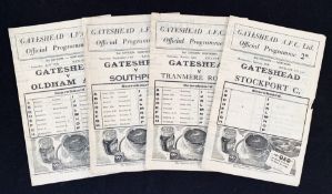 1946/1947 Gateshead home match programmes to include Stockport County, Tranmere Rovers, Southport,