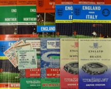 England home international match programmes to include 1963 Brazil, Scotland, Rest of World, 1964