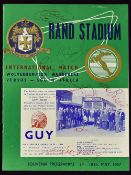 1957 South African tour match programme South Africa v Wolverhampton Wanderers 22 pages dated 18 May