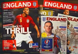 England international match home football programmes from the modern era to include England v
