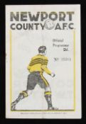 1946/1947 Newport County v Swansea Town match programme 12 October 1946 at Somerton Park. Good,