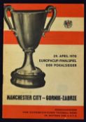 European Cup Winners Cup Final match programme 1970 Manchester City v Gornik Zabrze in Vienna 29