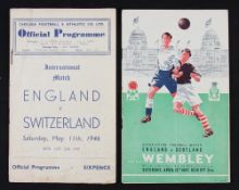 1946 England v Switzerland football programme at Chelsea, 1947 England v Scotland at Wembley at