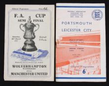 1948/1949 FA Cup semi-final match programmes Manchester Utd v Wolverhampton Wanderers, Portsmouth