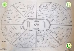 1983 Prudential Cricket World Cup fully signed oval display on one off draughtsman's paper- by