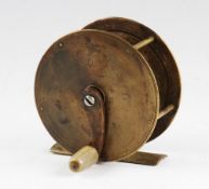 J Bernard 4 Church Place Piccadilly London brass reel: 3.75" plate wind engraved to the faceplate