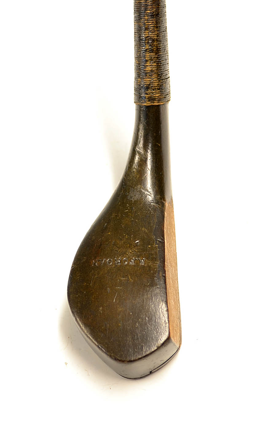 R Forgan St Andrews POWF beech wood transitional deep face spoon c.1880 - with makers shaft stamp