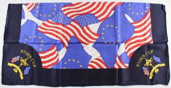 1999 Rare Ryder Cup official team players' wives silk scarf - played at Brookline The Country Club