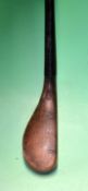 Wm Park (Musselburgh) stained beech wood longnose putter c.1880 - with later added brass sole insert