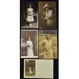 Tennis Postcard Selection to include 'Suzanne Lenglen', 'F James' (E Trim R158), 2x other real photo