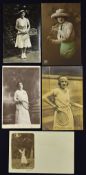 Tennis Postcard Selection to include 'Suzanne Lenglen', 'F James' (E Trim R158), 2x other real photo