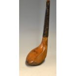 Fine Crosthwaite & Lorimer shallow face bulger driver - light stained dog wood head and fitted