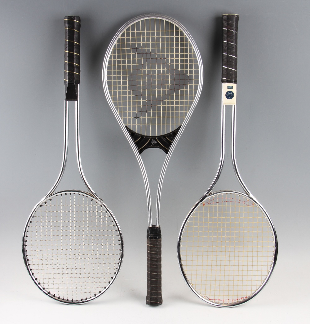 A Dunlop "Silver Flash" aluminium racket retailed by Atkinsons Sports Depot, Kendall, "Starmaster"