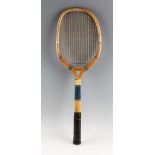 Unique Spalding 'Top Flite' Tennis Racket c.1920/30s with an open throat, Patent Model Number