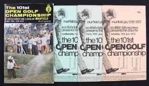 1972 Official Open Golf Championship Programme and tickets - played at Muirfield and won by the