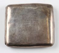 Tennis silver cigarette case - With engraving to front G.R.C. Tennis doubles handicap 1910 won by