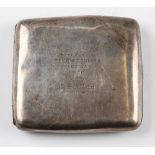 Tennis silver cigarette case - With engraving to front G.R.C. Tennis doubles handicap 1910 won by