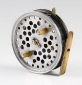 Hardy Eureka narrow drum trotting reel, 3.5" diameter, large/small perforations to faceplate,