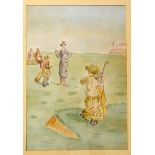 English School "It's The Plus Fours" water colour - image 13.25" x 9" - overall 23.5 x 19.5"