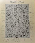 Hampshire's 100 Finest' Signed Print with a montage of cricketers to the centre, surrounded by