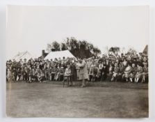 1929 Open Golf Championship original photograph: of the winner Walter Hagen receiving The Claret Jug