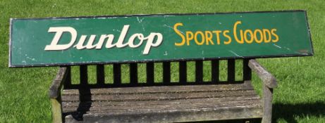 Dunlop Shop Advertising Board: Made from aluminium hand painted Dunlop Sports Goods on green