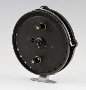 JW Young Trudex 5.5" alloy centrepin reel - 2 screw centre boss, twin black handles, and wire line