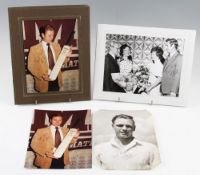 Cricket - Informal Signed K Higgs Photographs: B & W press photo, 2 colour holding a signed bat, B &