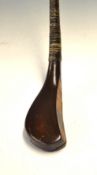 Hugh Philp fruit wood longnose hook faced spoon c.1840 - with small rectangular inlaid face