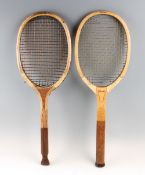 Stanley Hexagon Patent fish tail racket with concave throat with double centre mains and original