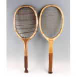 Stanley Hexagon Patent fish tail racket with concave throat with double centre mains and original