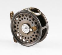 Hardy 3" St George alloy trout fly reel: correct ribbed brass foot, agate line guide, correct, rim