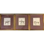 Early Horse Racing Etchings c.1750 (3) - depicts 'Little Driver the property of Mr Iofiah Marshall