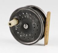 C Farlow & Co Ltd London Reel: 3" fly reel with Holdfast trademark, brass numbered foot A7385.
