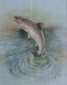 Hay, R.W (British) "Leaping Trout" water colour signed and dated 1961 by the artist - image 12.75
