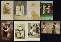 Various Tennis Postcards to include various scenes with some real photographic cards of mixed
